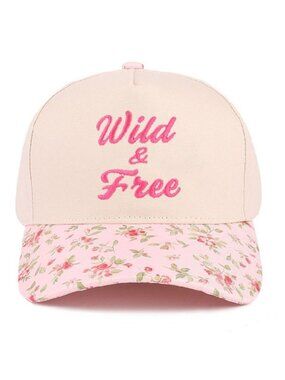 Wild and Free Floral and Tan two tone cotton hat
